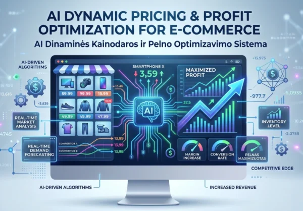 AI dinaminės kainodaros ir pelno optimizavimo sistema e-komercijai