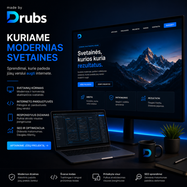 Profesionalių interneto svetainių kūrimas | AI integracijos | Modernus dizainas